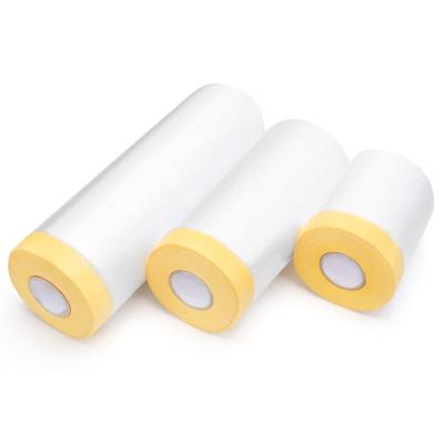 China Anti-static high quality plastic clear masking film indoor and outdoor paint with tape for sale