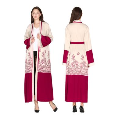 China Wholesale Custom Women Muslim Clothing Printing Open Front Kimono Abaya Long Cardigan Coat 1211 for sale