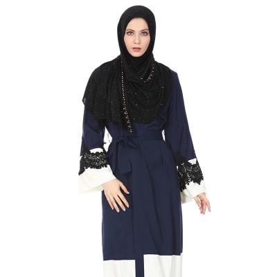 China New Design Arab Muslim Straight Dress Women's Abaya Cardigan Malay Lace Maxi Dress 7537 for sale