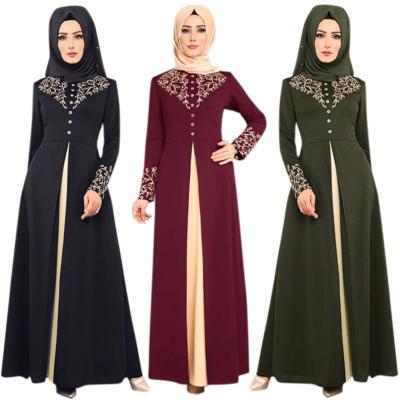 China Middle East Tanning Islamic Clothing Hit Stitching Slim Color Temperament Muslim Dress Abaya 9008 for sale