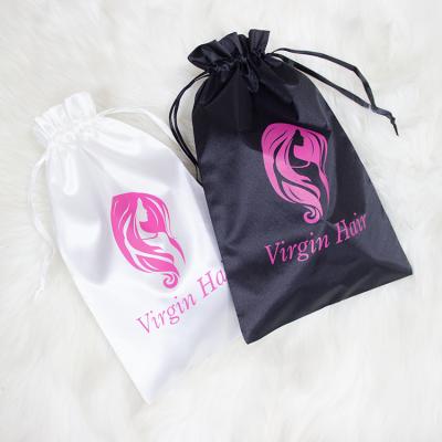 China Recyclable Drawstring Bundle Dust Weave Custom Customized Extension Bundles Packaging Satin Hair Bag for sale