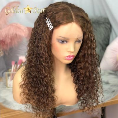 China Tangle Free and Shed Free Mink Brazilian Natural Human Hair Lace Band Wig, Colorful Curly Lace Frontal Wigs for Black Women, Full Cuticle Aligned Hair Wig for sale