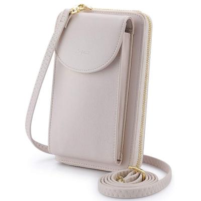 China 2021 Fashion Anti-theft Wallet Purse Leather Blocking Cross - Body Mobile Phone Bag For Women for sale