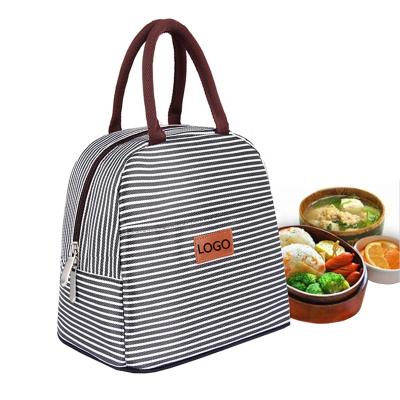 China Custom Hot Selling Amazon Ebay Lunch Waterproof Black Striped Waterproof Round Insulated Bag for sale