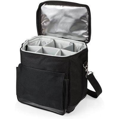 China Waterproof Picnic 6 Wine Cooler Bottle Packed Tote Bag Insulated Beer Cooler Bag With Dividers for sale