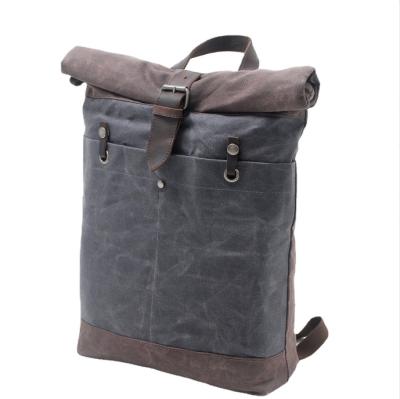 China Waterproof Vintage Travel Canvas Leather Waterproof Backpack For Men Canvas Computers Laptop Backpacks Backpack for sale