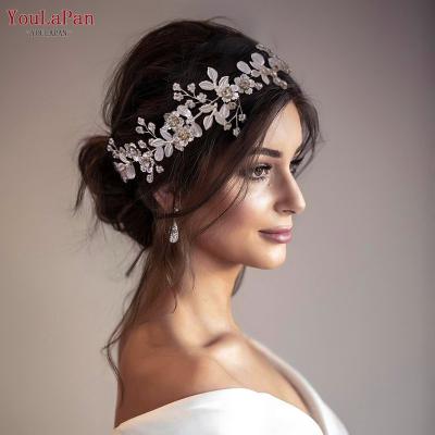 China YouLaPan HP350 Silver Foil Fashion Woman Tiara Party Headband Crystal Rhinestone Bridal Wedding Headpiece for sale