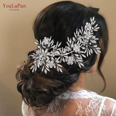 China Fashion YouLaPan Hairpin Pattern Catwalk Tiara Rhinestone Bridal Headpiece Wedding Silver Headband Hairpin HP289 for sale