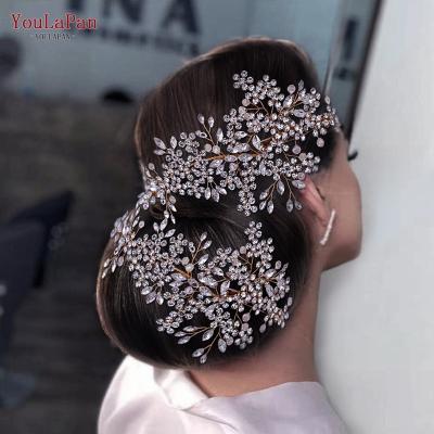 China YouLaPan HP253 Fashion Set Rhinestone Hair Accessories Gold Silver Rhinestone Hair Accessories Banquet Hairpin Wedding Bridal Tiara for sale