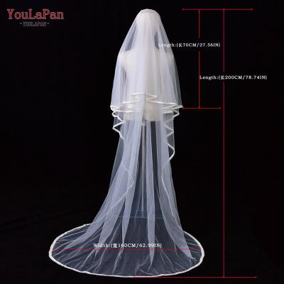 China Ivory White Veil Grace Wedding Art Photo YouLaPan Elegant Bridal Female Soft Yarn Lace Edge Bride V124 Beautiful 2 Meters Long for sale