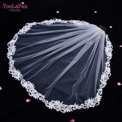 China YouLaPan V81 Women's Girl's Beautiful Long Lace Edge Banquet Wedding Special Accessories Wedding Veil Romantic White Single Layer Wedding for sale