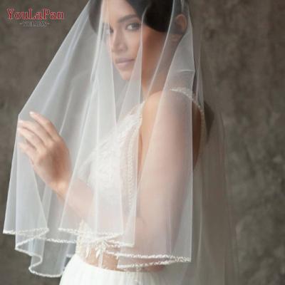 China YouLaPan V121 Romantic Aesthetic Theme Art Photo Bride Female Girl Lace Edge Tail Long Veil Wedding for sale