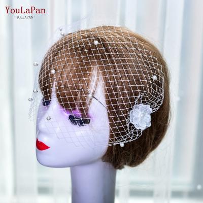 China Decoration YouLaPan female mesh wedding romantic and beautiful VA04-A white hair banquet dress dressy face bride headdress accessories yarn for sale