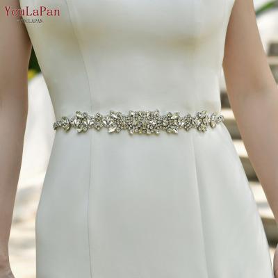 China YouLaPan S51 Silver Rhinestone Sequins Rhinestone Ladies Dress Waist Decoration Wedding Accessories Bridal Wedding Dress Sash for sale