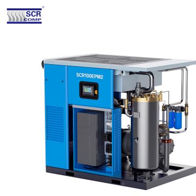 China (SCR100EPM2) Lubricated Electric Industrial Air Compressor 7/8/10 Bar Factory Screw Compressor for sale