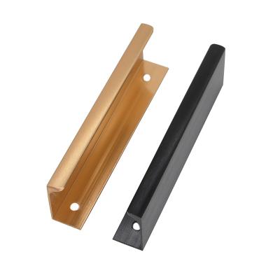 China Long Hidden Dark Open Cabinet Door Handle Black Edge Drawer Hole Aluminum Alloy Handle Modern Kitchen Cabinets for sale