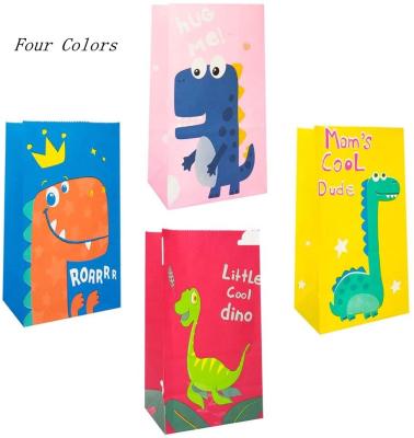 China Amazon Party Supply Dinosaur Disposable Craft Decorate Gift Paper Bag, Kids Flat Bottom Bag For Birthdays for sale