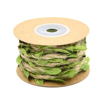 China High Tenacity Hemp Green Leaf Braided Rope Home Gardening Decoration Rope, Jute Twine Ribbon for sale