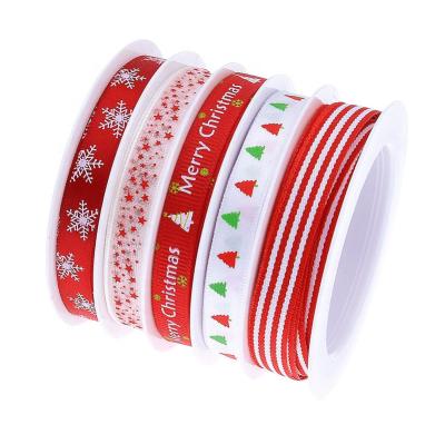 China Amazon Viable Hot Sale Printed Christmas Ribbon Gift Wrapping Christmas Decoration , Red Striped Grosgrain Ribbon for sale