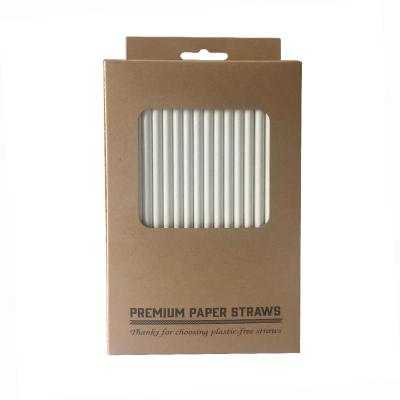 China Factory Wholesale Disposable Pure Color Solid White Paper Biodegradable Straws For Drinking for sale