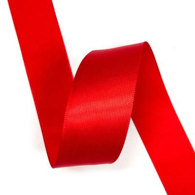 China High tenacity polyester satin ribbon single sided roll, 1 inch length 100 yards width for wedding, party decoration, gift wrap, hair accessories for sale