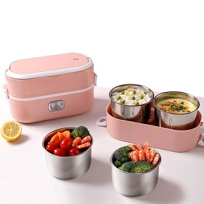 China Food Heater Multifunctional Stainless Steel Household Camping Heating Cooking Bowl Rice Cooker Portable Electric Lunch Box for sale