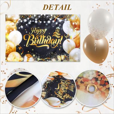 China All people Huge size polyester cloth happy birthday party decorations stage backdrop banners for sale