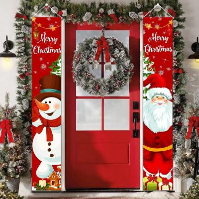 China Healthcare Institutes Low MOQ happy Halloween Christmas hanging banners large Christmas front door banner for sale