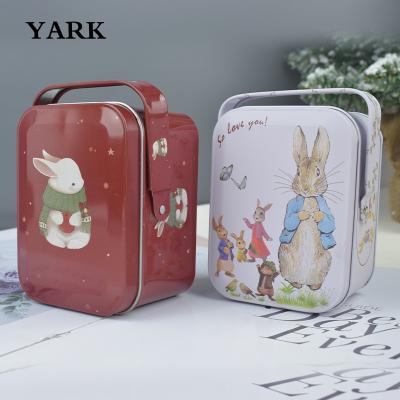 China Recycled Materials YARKTECH Square Shape Tin Metal Candy Hand Portable Christmas Gift Packaging Cookie Tin Box for sale