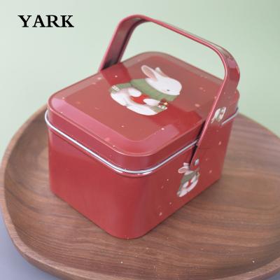 China Custom Recycled Christmas Cookie Tin Box Case With Handle From YARKTECH Materials Small For Chocolate Candy Cookie Gift Packaging for sale