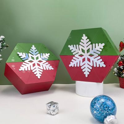 China Cardboard Paper Hexagon Christmas Snowflake Packaging Box Handmade Custom Christmas Magnet Gift Box for sale