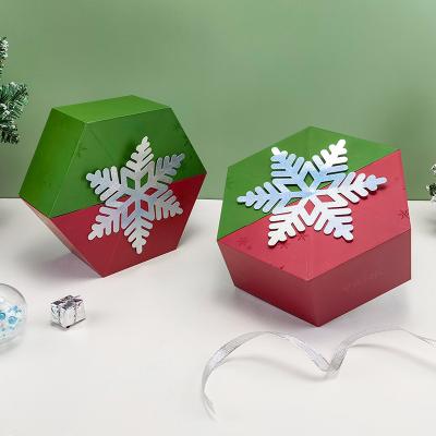 China Handmade Custom Snowflake Hexagon Christmas Packaging Box Magnet Christmas Gift Box for sale