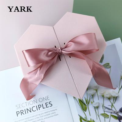 China Handmade Customizable High End Special Heart Shaped Luxury Gift Box Sliver Ribbon Rigid Paper Box for sale