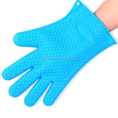 China Hot Selling Custom Logo Silicone Gloves Oven Heat Resistant Nonstick Finish Five Fingers BBQ Gloves for sale