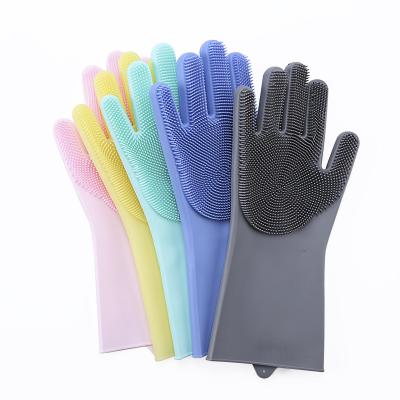 China Dishwashing Good Quality Sponge Gloves Kitchen Reusable Household Silicone Dish Cleaning Magic Gloves for sale