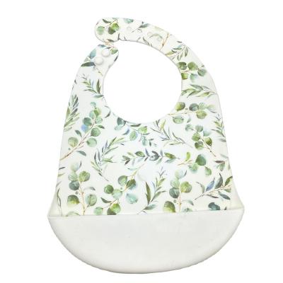 China Wholesale BPA Free Custom Printed In Stock BPA Free Reusable Silicone Waterproof Baby Bib for sale