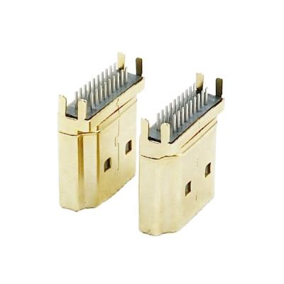 China audio & 19P Video Gold Plated Straddle PCB Support Type A High Definition Multimedia Plug In HD-MI Male SMT Connector For PCB 1.6mm for sale