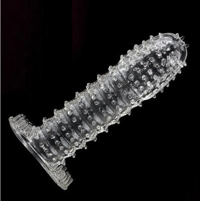 China Sleeve Condom For Men Male Strip Color Stimulation Enhancer Textured Condom Supplement Crystal Clear Penis Sleeve For Men for sale