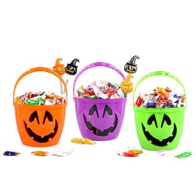 China Wholesale Plastic Halloween LED Pumpkin Candy Bucket For Kids Decorating Tools for sale