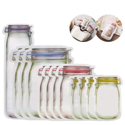 China Mason Jar Zipper Bags Reusable Snack Food Saver Bag Waterproof Food Sandwich Bags For Travel Kids for sale