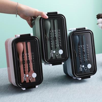 China Plastic Freshness Preservation Double Layer Insulated Bento Lunch Box Stainless Steel Multi Compartments Portable Insulated Lunch Box for sale