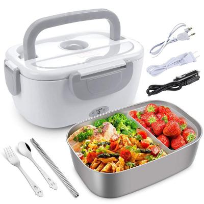 China Portable Electric Food Heater Desktop Picnic Lunch Box Stainless Steel Food Heater Heated Container Set With Bag for sale