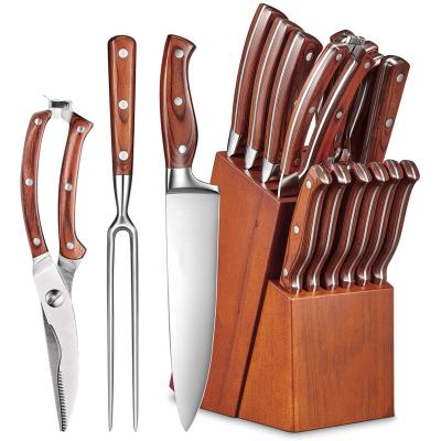 China Sustainable Premium Professional Kitchen Knives Stainless Steel Knife Set With Wood Handle for sale