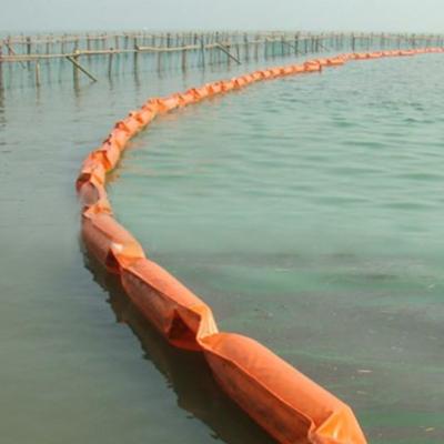 China Oil Leak Sea Oil Spill Containment PVC Inflatable Oil Absorbing Boom for sale