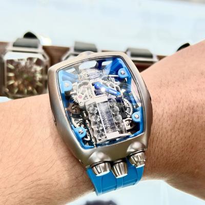 China OEM Luxury Skeleton Power Reserve Automatic Watch Movement Genuine Self-Winding Men's Strap Mechanical Wristwatches for sale