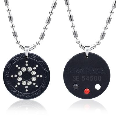 China Ion Energy To Keep Lava Pendant Natural Stone Germanium Health Energy Fashion Jewelry Black Round Women Charms Men Necklace Gift Box for sale