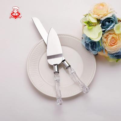 China Yangjiang Sustainable Factory Classic Marriage With Crystal Handle And Premium 420 Stainless Steel Blades Bread Knife Cake Server for sale