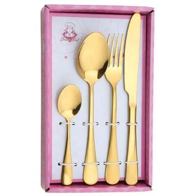 China Sustainable Yangjiang Factory All Stainless Steel Cutlery Set Flatware With Titanium Coating Spoon, Fork, Knife And Tea Spoon for sale