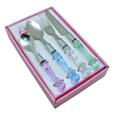 China Yangjiang Sustainable Factory , Flatware Cutlery Gift Set With Transparent Wedding Style Handle for sale