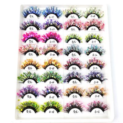 China Silk Mink Eyelashes Super Fluffy Faux Mink Lash Extension Bright Colorful Bling Natural Soft Glitter Eyelash for sale